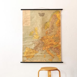 Mappa murale scolastica vintage "Europa occidentale" di JRO, anni '60