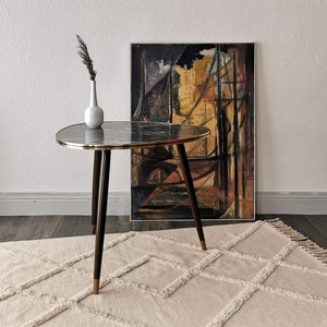 Vintage coffee table, mid-century, marble look, 1950s