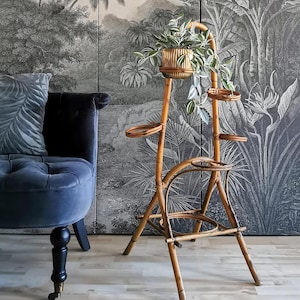 Vintage rattan plant stand, Italy, 1960s