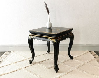 Vintage coffee table, lacquer, boho, Asia, black, 1980s