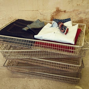 Vintage metal basket with beautiful patina, 1950s