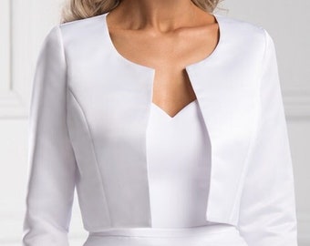 Long sleeve satin bridal bolero jacket Satin wedding bolero long  sleeved satin  bridal bolero