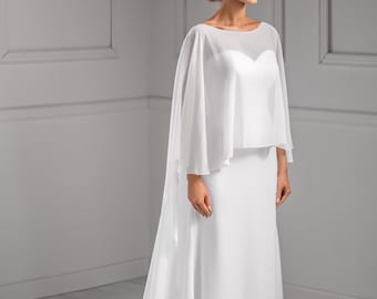 Long back Bridal Cape Soft Chiffon both in Ivory and White Cathedral Length Cape