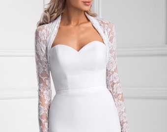 Stetch Elastic Rose lace Bridal Bolero in ivory, white and black