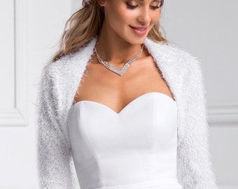 Knitwear faux fur warm bolero for Bride | Bridal Knitwear Fur Cardigan