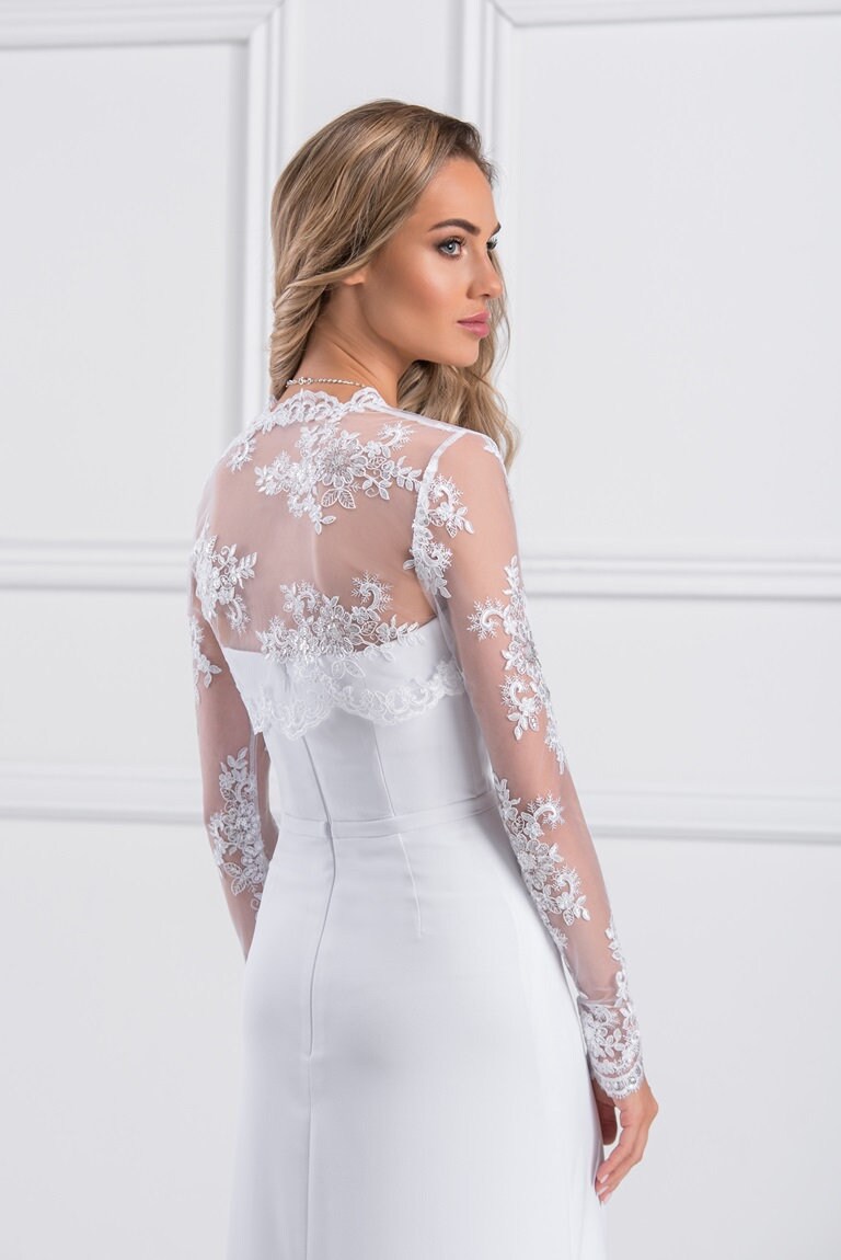Lace Bridal Bolero – Long Sleeve Scoop Jacket