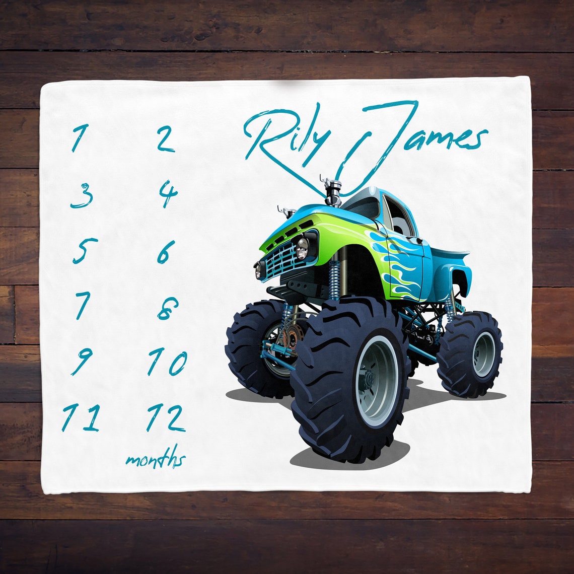 Monster Truck Milestone Blanket Boy or Girl Baby Milestone | Etsy
