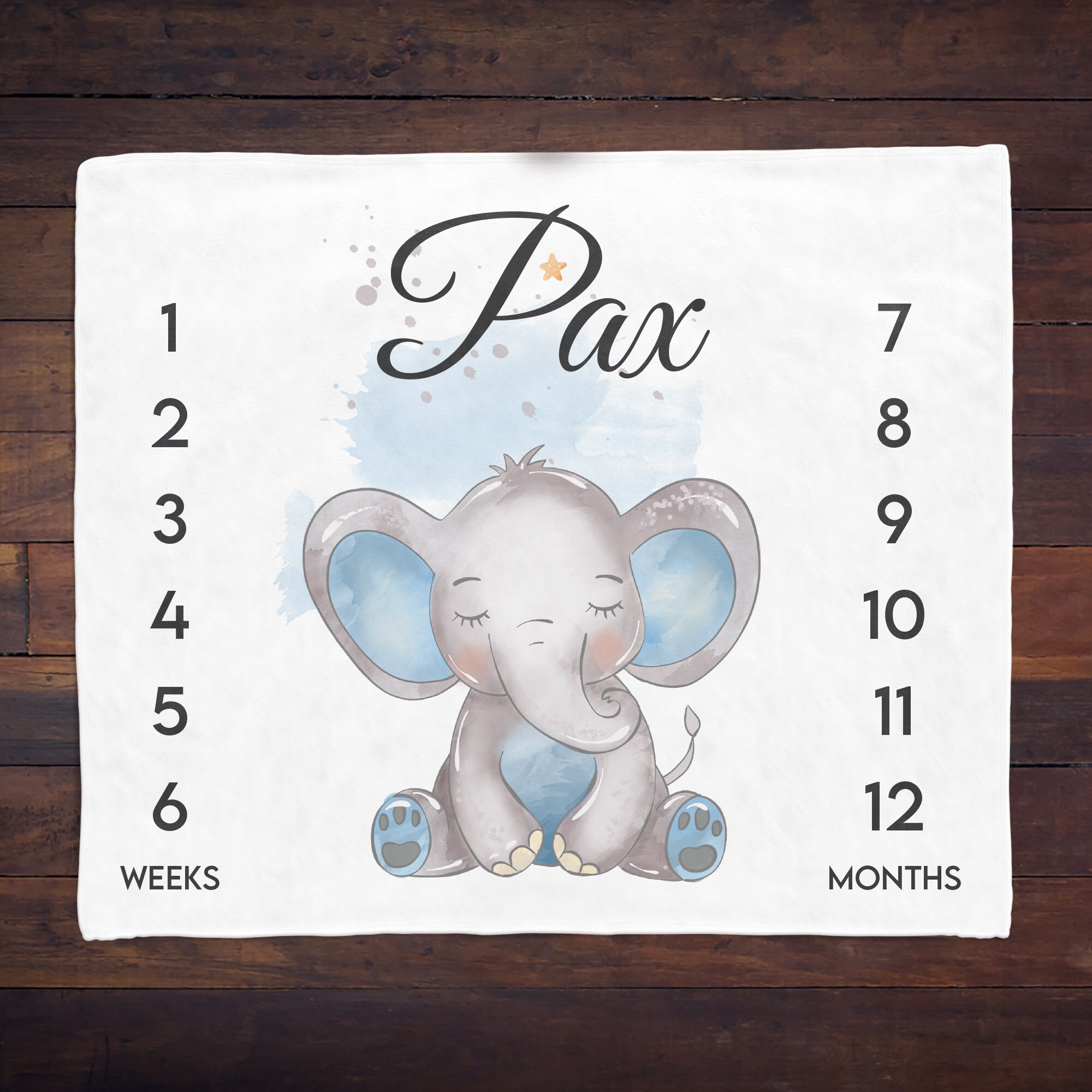 Elephant Milestone Blanket Safari Theme Baby Month Blanket Etsy UK