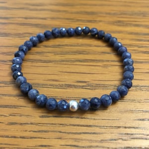 Blue Sapphire Bracelet Handmade Gemstone Bracelet Grade A Genuine Sapphire Stone Yoga Crystal Bracelet Meditation September Birthstone image 5