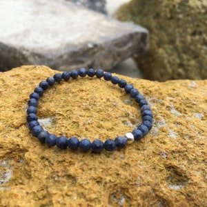 Blue Sapphire Bracelet Handmade Gemstone Bracelet Grade A Genuine Sapphire Stone Yoga Crystal Bracelet Meditation September Birthstone image 3