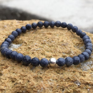 Blue Sapphire Bracelet Handmade Gemstone Bracelet Grade A Genuine Sapphire Stone Yoga Crystal Bracelet Meditation September Birthstone image 1