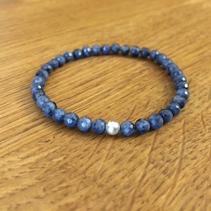 Blue Sapphire Bracelet Handmade Gemstone Bracelet Grade A Genuine Sapphire Stone Yoga Crystal Bracelet Meditation September Birthstone image 4