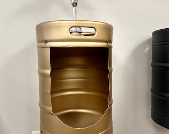 Beer Keg Urinal – Wall Mounted Stainless Steel or Powder Coated Urinal for Bar, Brewery & Man Cave Bathroom