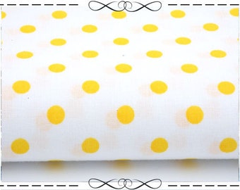 Baumwolle, Polka Dots, gelb auf weiß, 17 mm