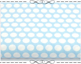 Baumwolle, Polka Dots, weiß auf hellblau, 1 cm