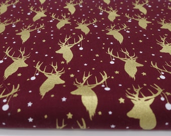 Cotton, deer, gold, glitter, on bordorot, Christmas