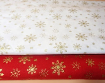 Cotton, golden, glitter snowflakes, on white Christmas