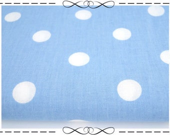 Baumwolle, Polka Dots, weiß auf hellblau, 17 mm