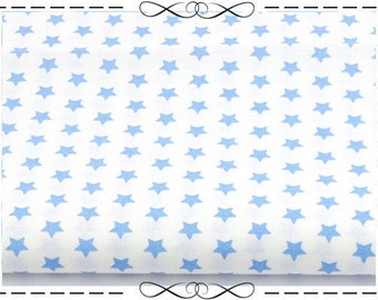 Baumwolle, blaue, 1 cm kleine Sterne auf weiß
