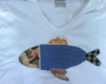 Camiseta de patchwork de peces