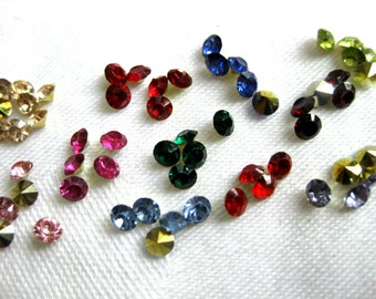 Strass Steine Spitz-Boden,3,8mm,Glitzersteine,zum Basteln,bunt schimmernd,ss16