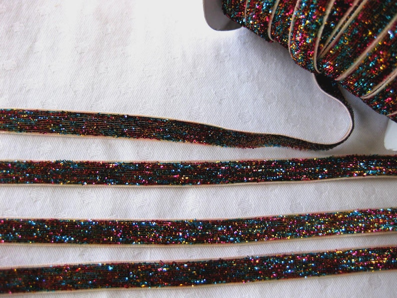 5m Lurex ribbon, glitter ribbon, decorative ribbon, color selectable, 10mm wide, DIY (1.10 Euro per meter) (2) Multi