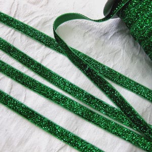 5m Lurex ribbon, glitter ribbon, decorative ribbon, color selectable, 10mm wide, DIY (1.10 Euro per meter) (2) Green