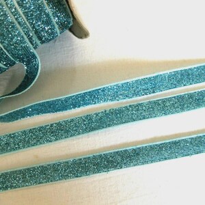 5m Lurex ribbon, glitter ribbon, decorative ribbon, color selectable, 10mm wide, DIY (1.10 Euro per meter) (2) Türkis Hell