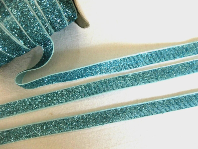 5m Lurex ribbon, glitter ribbon, decorative ribbon, color selectable, 10mm wide, DIY (1.10 Euro per meter) (2) Türkis Hell