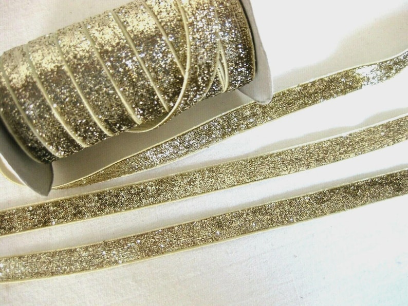 5m Lurex ribbon, glitter ribbon, decorative ribbon, color selectable, 10mm wide, DIY (1.10 Euro per meter) (2) Gold Hell
