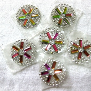 15 Applikationen zum Aufbügeln,Hotfix Strass Bügelbild, rund, ca.22mm BB43E