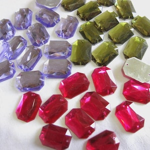 30 Acryl-Strass-Glitzersteine Flieder Pink Olivgrün zum Aufnähen 26x18mm St4E
