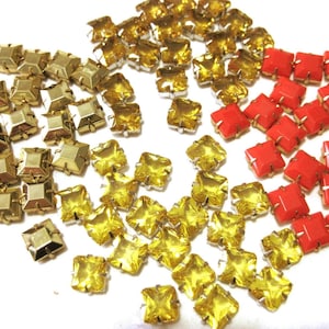 20 piedras acrílicas brillantes con marco de aprox. 10 x 10 mm, para coser en el Oriente medieval P1