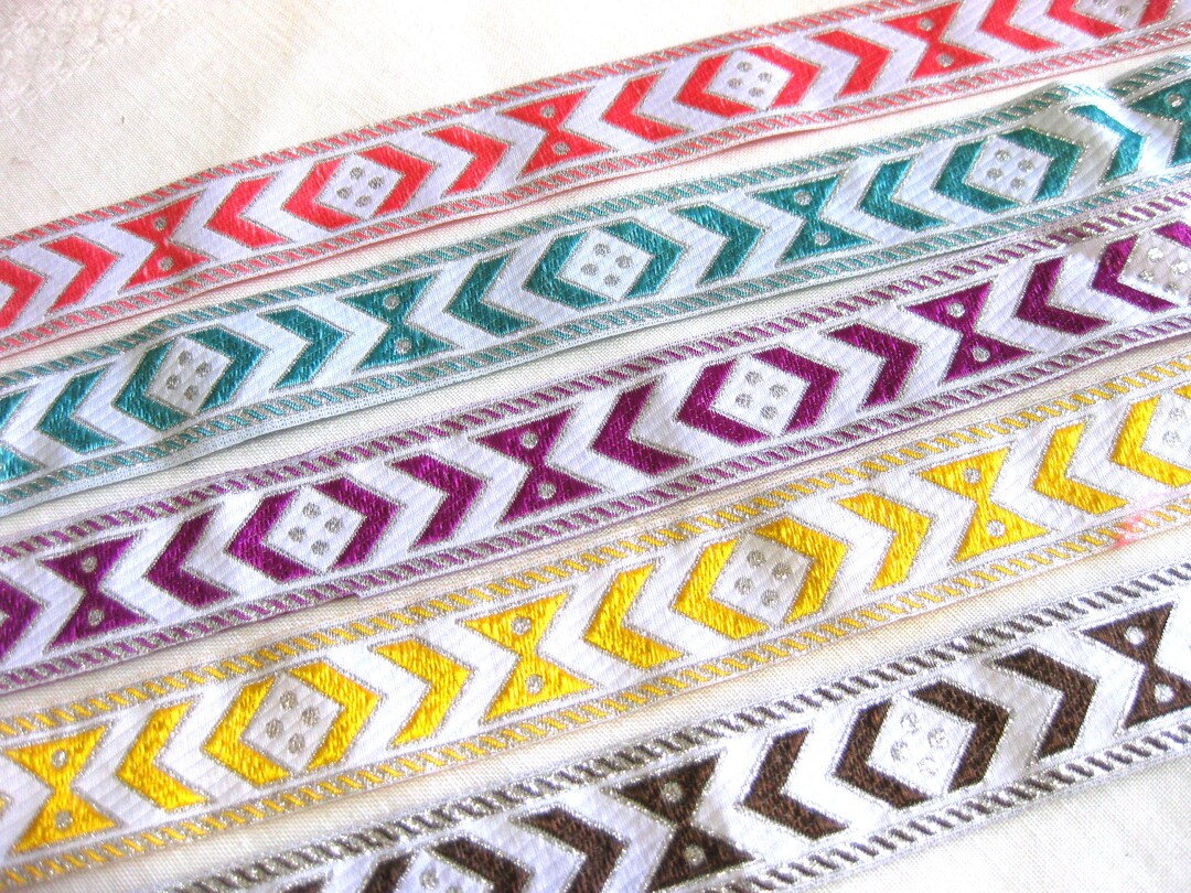 1 Meter of Trim, Woven Ribbon in Various Colors, Approx. 34 Mm Wide B17 ...