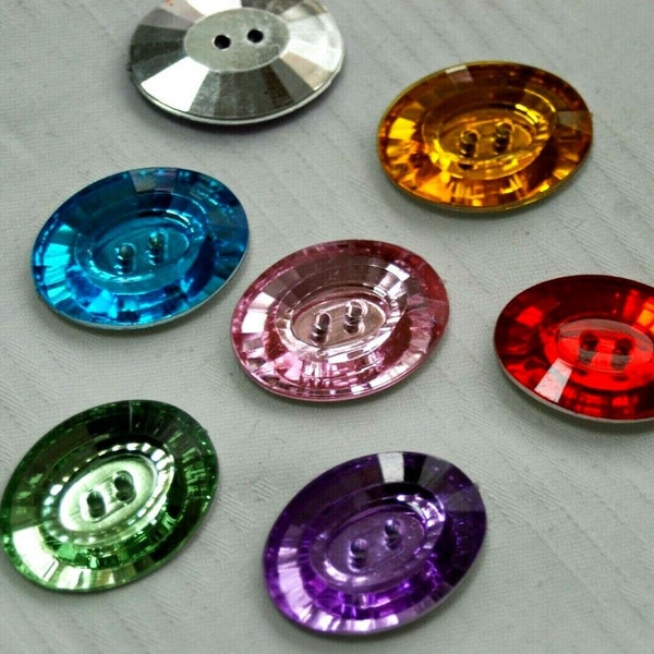 7 gros boutons de veste ovales, coloris au choix, 32 x 25 mm, plastique K86.3E