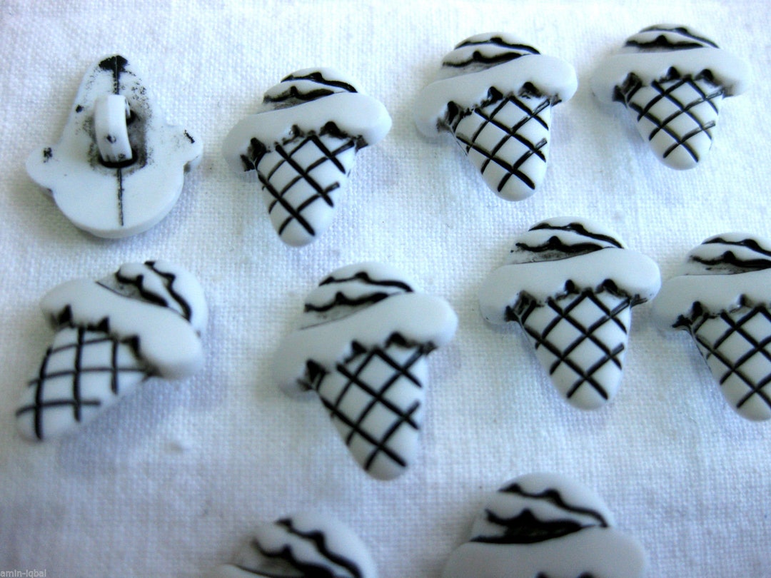 10 Ice Cream Cone Buttons, White-black, Approx. 12 X 16 Mm, K106.7 - Etsy