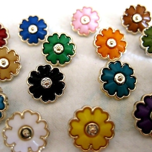 10 hålknappar för blus/barn, blommig färg, valbar, ca 13 mm, gör-det-själv, bohemisk, K141.1E