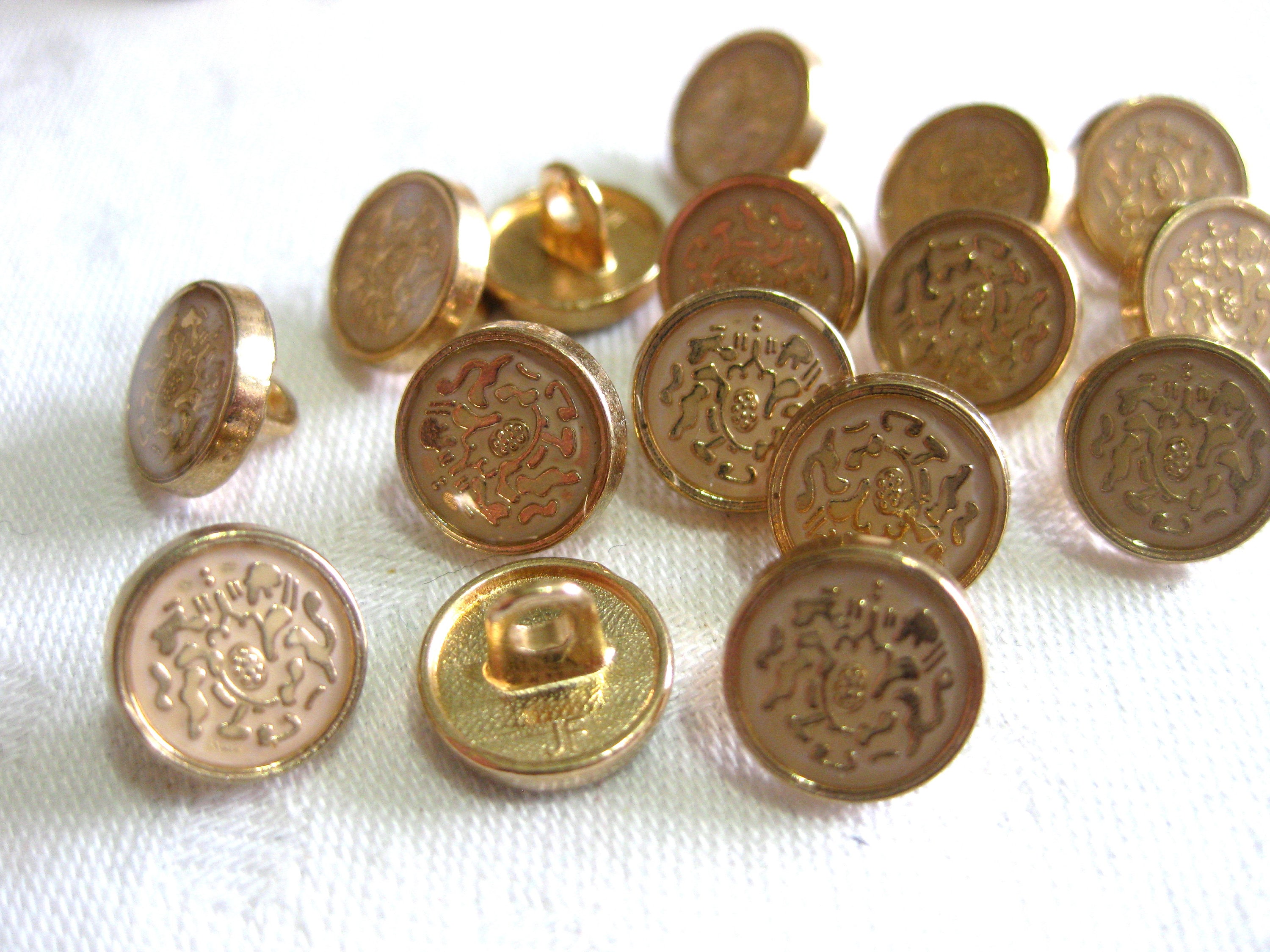 15 Buttons Gold, Round, Approx. 10 Mm, Metal, K80.4 - Etsy UK