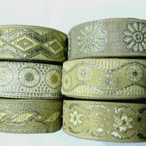 Border woven ribbon decorative ribbon beige-gold various patterns running meter approx. 25 mm wide B205E
