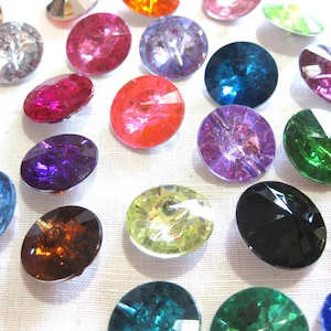 10 jacket, coat buttons, shank buttons, gemstones, many colors, round, 25+28 mm k1E