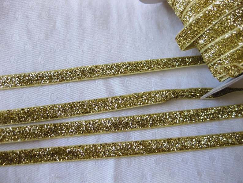 5m Lurex ribbon, glitter ribbon, decorative ribbon, color selectable, 10mm wide, DIY (1.10 Euro per meter) (2) Gold