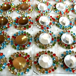 15 Applikationen zum Aufbügeln,Hotfix Strass Bügelbild, rund, ca.18mm BB42E