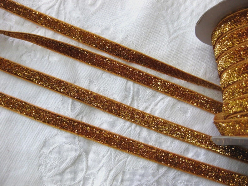 5m Lurex ribbon, glitter ribbon, decorative ribbon, color selectable, 10mm wide, DIY (1.10 Euro per meter) (2) Gold Dunkel