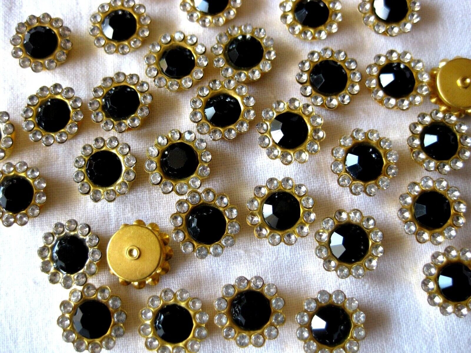 40 Strass Acrilici Con Bordo Dorato, Ca. 10 Mm, Rotondi, Da Cucire, P36.1 - Italia - Foto 9