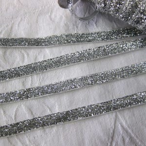 5m Lurex ribbon, glitter ribbon, decorative ribbon, color selectable, 10mm wide, DIY (1.10 Euro per meter) (2) Silver