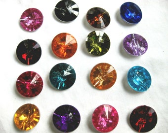 10 botones grandes de piedras preciosas, muchos colores, 25 mm aprox.