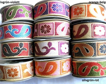 Borte mit PaisleyMuster,  Webband, verschiedenen Farben, lfm, ca.30mm breit  B97