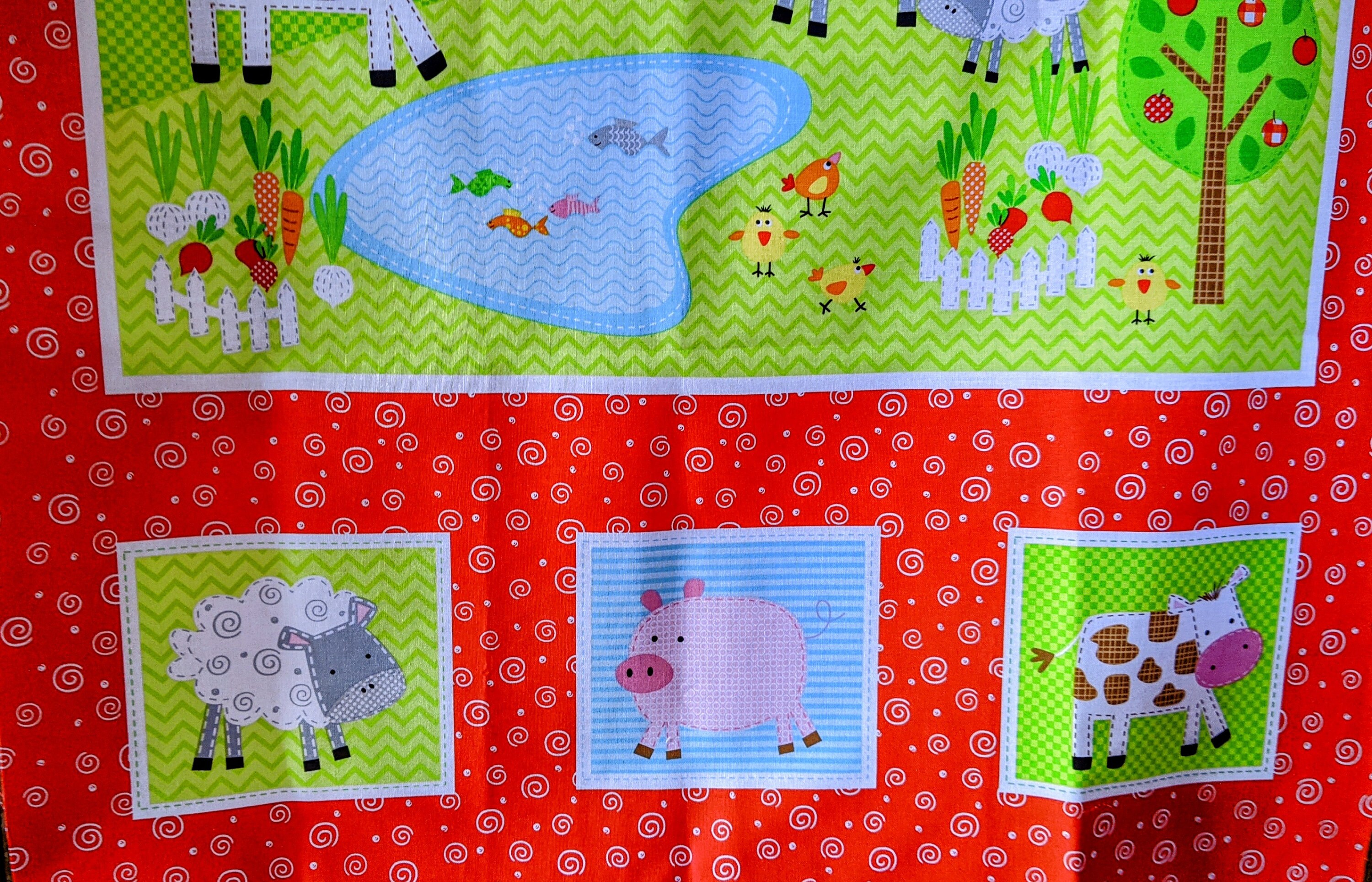 Patchwork panel farm children's blanket animals Etsy