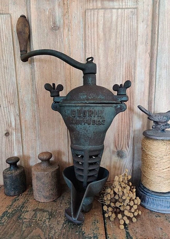 Antike rostige Saftpresse Gloria, Gusseisen, manuell, Entsafter, Fruchtpresse, Küchendeko, Landhausküche, Dekoobjekt, Shabby, Brocante