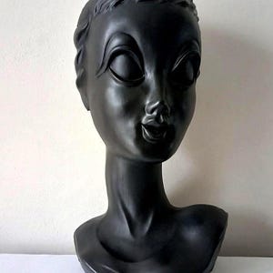 Twiggy Büste aus Kunststoff, 1960er/70er Jahre, Pop Art, Vintage, Schaufenster-Kopf, Perückenkopf, Hutkopf, Styling-Kopf